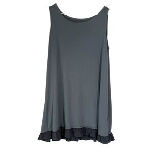LOGO tank Flowy Sleeveless Top with Ruffle Hem 1x